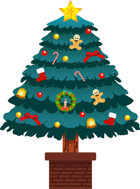 Gazdagon díszített volt karácsonyfa - Vektor, kép