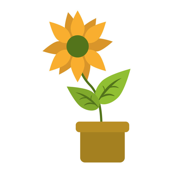 Sunflower in pot cartoon - Vecteur, image