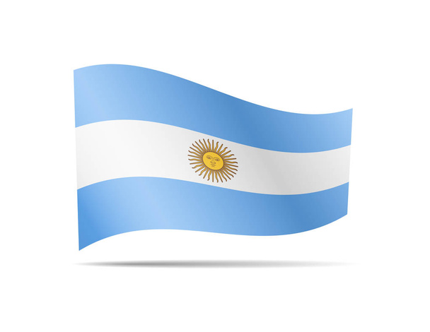 Mává Argentina vlajka ve větru. Vlajka na bílém vektorové ilustrace - Vektor, obrázek