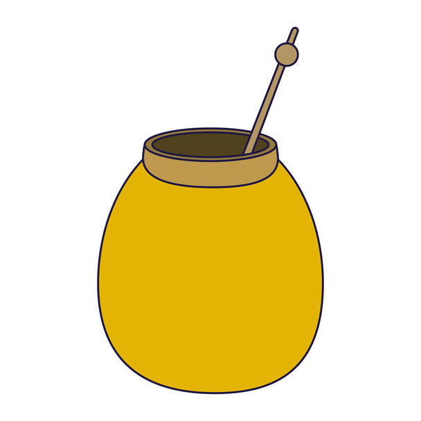 Honey jar with stick - Вектор,изображение