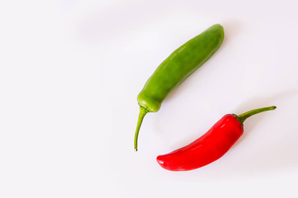chillies green red whole on a white background  - Photo, image