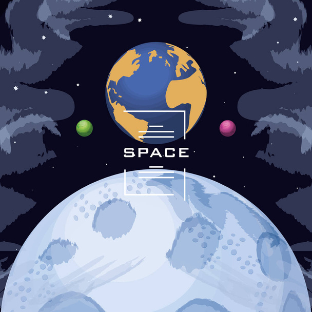 espacio con tierra planeta universo escena
 - Vector, Imagen