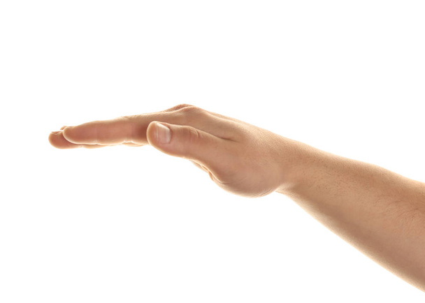 Beyaz arkaplanda erkek eli - Fotoğraf, Görsel