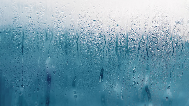 Dripping Condensação na janela de vidro transparente. Gotas de água. Ab.
 - Foto, Imagem
