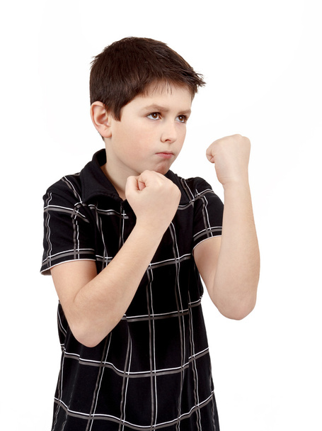 teen boy boxer trains defence - Foto, Imagen