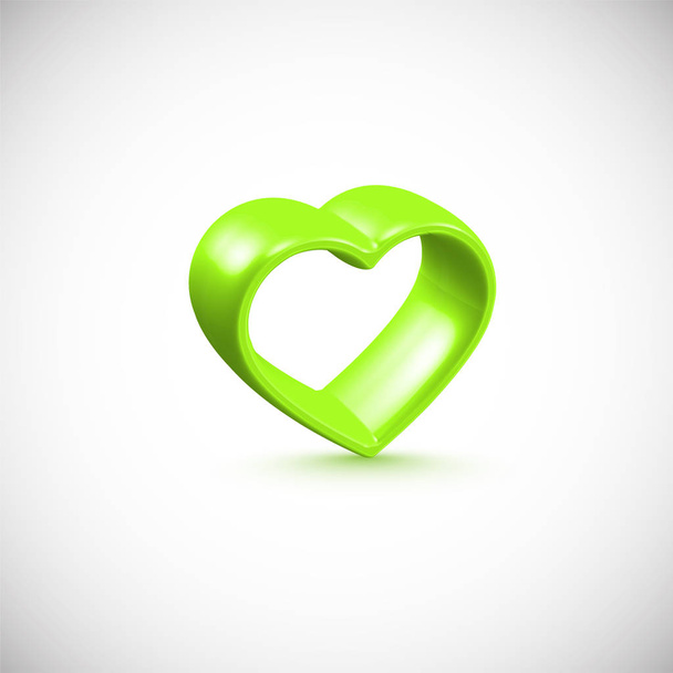 Green 3D heart frame, vector illustration - Vector, Imagen