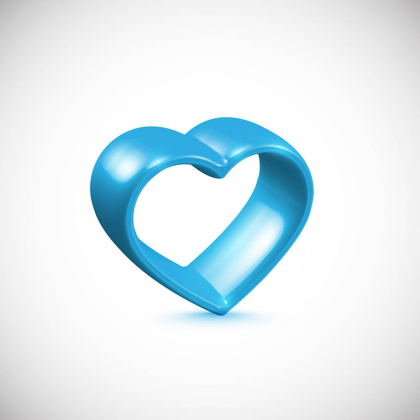 Blue 3D heart frame, vector illustration - Vektor, kép