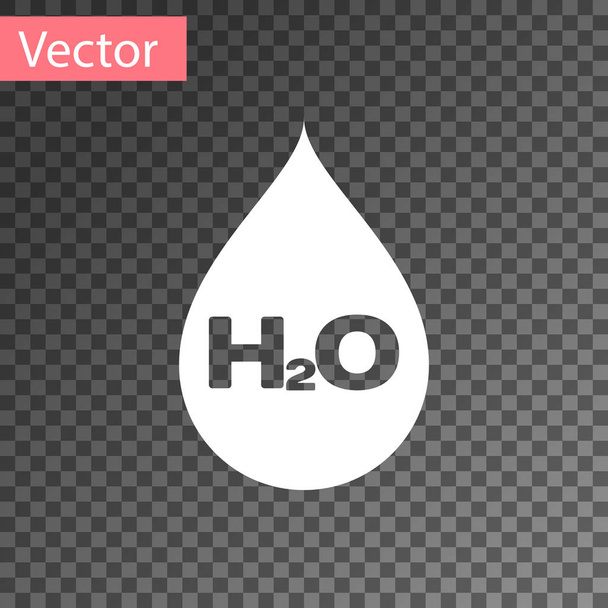 Wildwassertropfen mit H2O-Symbol auf transparentem Hintergrund. Wasserformel. Vektorillustration - Vektor, Bild