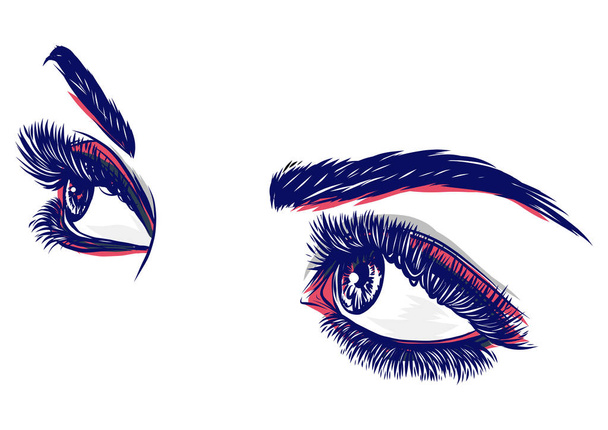 ilustrace barevné modré žena s očima - Vektor, obrázek