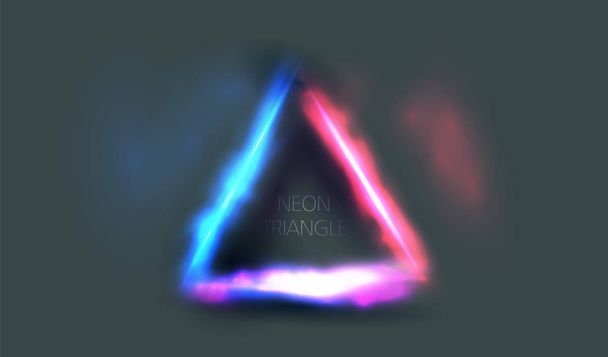 triangle frame neon glowing with light blue and pink with space  - Vector, Image