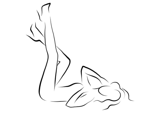 cuerpo de una mujer dibujada con líneas simples
 - Vector, Imagen