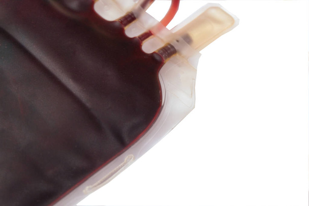 Red blood bag on  white background. - Photo, Image