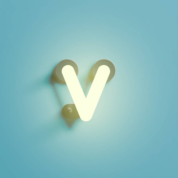 Realistic neon character from a fontset, vector illustration - Вектор,изображение