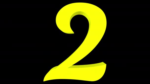 3D rendering of a computer generated animation showing a transformation of the "0" digit into the "2" digit, followed by the inverse transformation, allowing seamless infinite looping. Yellow on black background, followed by alpha matte. - Footage, Video