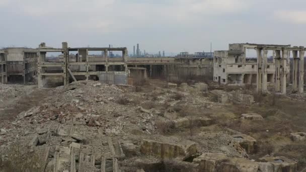 Abandoned Ruined Industrial Factory Building, Ruins And Demolition Concept - Footage, Video