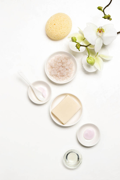 Spa white flat lay background  - Foto, afbeelding