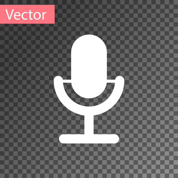 White Microphone icon isolated on transparent background. On air radio mic microphone. Speaker sign. Vector Illustration - Vector, Image