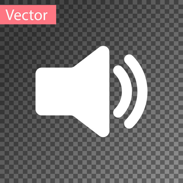 Icono de volumen de altavoz blanco: símbolo de sonido de voz de audio, icono de música multimedia aislado en un fondo transparente. Ilustración vectorial
 - Vector, imagen