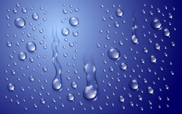 Krople wody pod prysznicem lub w basenie, kondensatu lub deszczu kropelki reali - Wektor, obraz
