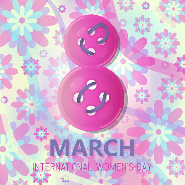 Ilustración vectorial del elegante día de las mujeres de 8 de marzo con letrero de texto y flores para tarjetas de felicitación, pancartas, envases de regalo
 - Vector, imagen