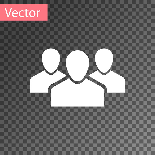 Fehér felhasználók csoport ikonjára elszigetelt átlátszó háttér. Ikon emberek csoportja. Üzleti avatar szimbólum - felhasználói profil ikonra. Vektoros illusztráció - Vektor, kép