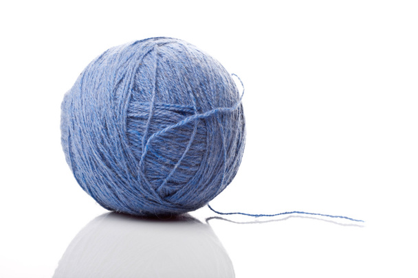 Ball of blue wool isolated - Photo, image