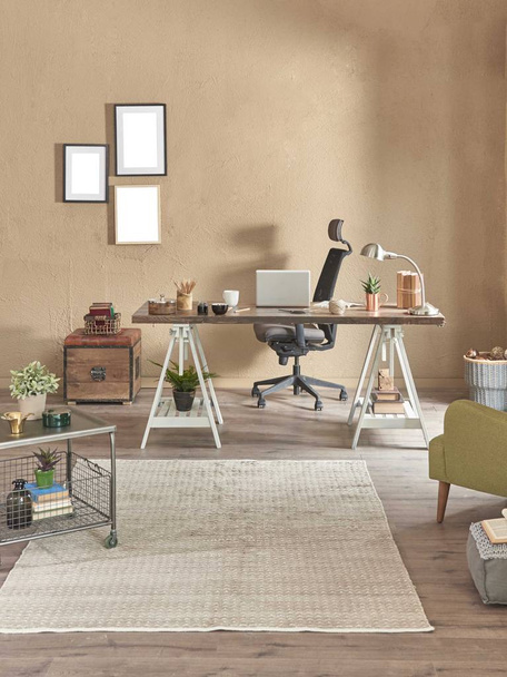 Brown office room working style wood furniture. - Photo, Image