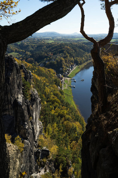 The Elbe valley in Saxon Switzerland (Saechsische Schweiz). Germany. - Fotoğraf, Görsel