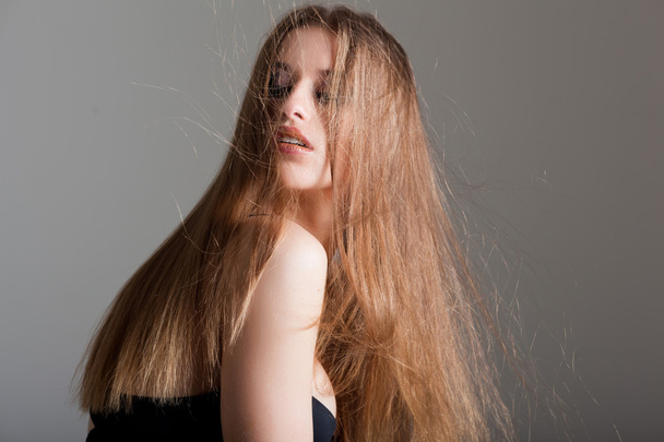 young model with long straight hair - Fotoğraf, Görsel