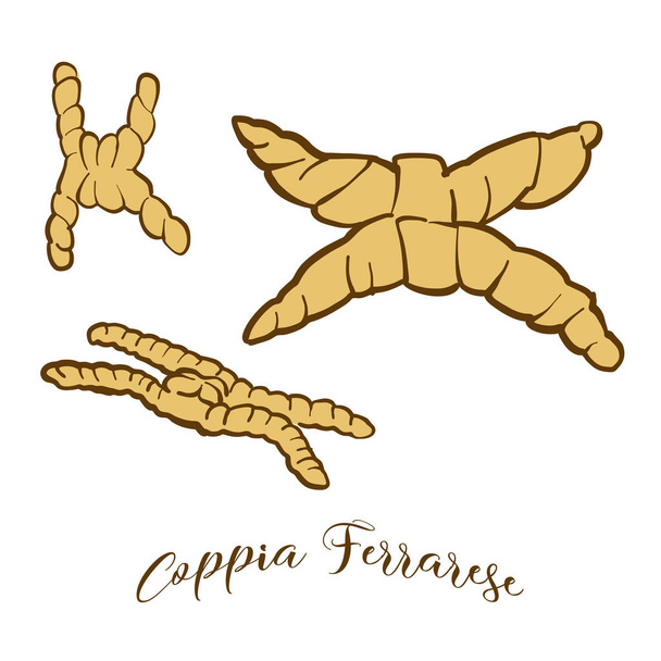Colored sketches of Coppia Ferrarese bread - Вектор, зображення