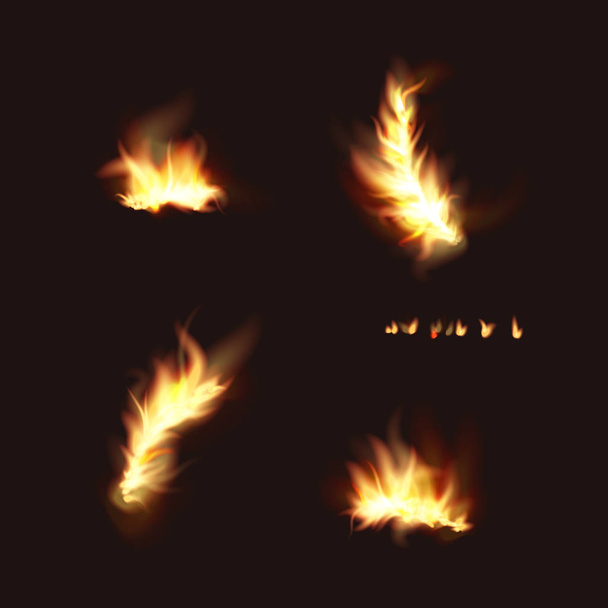 Vector set of isolated illustration of fire flames - Vector, Image