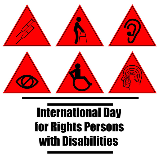 Векторная иллюстрация к Международному дню инвалидов с символическими иконами слепых, глухих и инвалидов
 - Вектор,изображение
