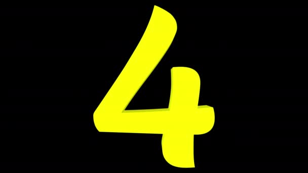 3D rendering of a computer generated animation showing a transformation of the "0" digit into the "4" digit, followed by the inverse transformation, allowing seamless infinite looping. Yellow on black background, followed by alpha matte. - Footage, Video