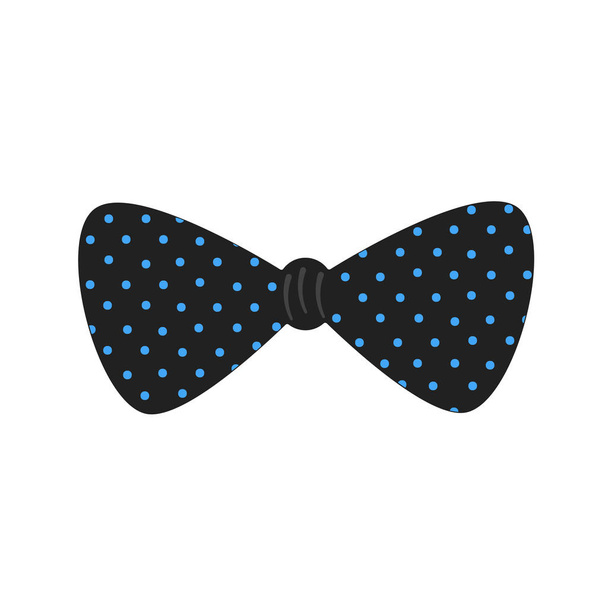 The tie bow flat style design vector illustration isolated on white background. Black tie with dotted pattern vintage men clothing accessories. - Wektor, obraz
