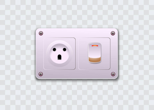 Socket and plug inserted in electrical outlet isolated. Vector illustration. - Vektor, obrázek