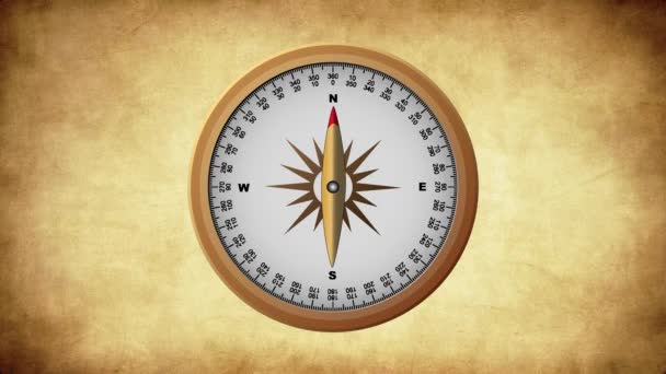 Zlatý starý kompas ukazující kardinální body - Záběry, video