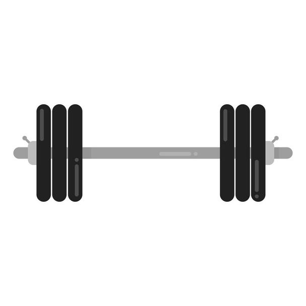 Sportschool of fitnesscentrum barbell vlakke stijl ontwerp vector illustratie pictogram teken geïsoleerd op een witte achtergrond. Symbool van het Gewichtheffen sport of fitness apparatuur. - Vector, afbeelding