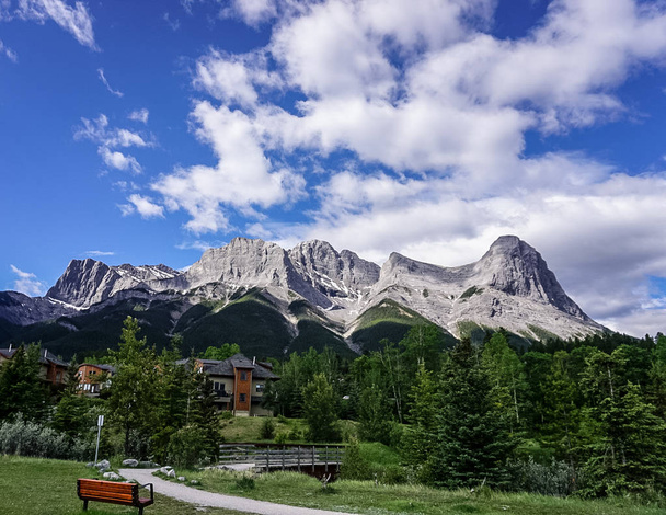 Mountain ridge along the Three Sisters Pathway Trail in Canmore, Alberta, Canada. - Photo, Image