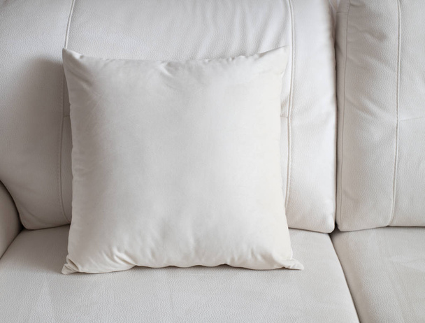 The White pillow on the light sofa - 写真・画像