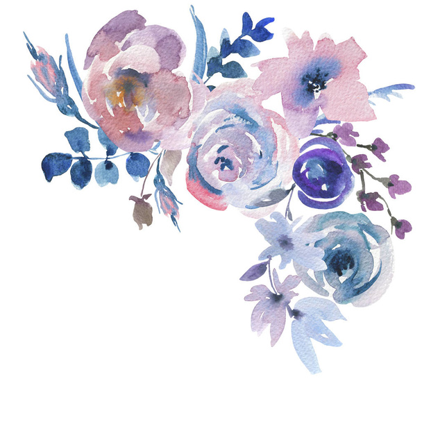 Tarjeta de felicitación floral de acuarela suave en estilo La Prima, rosa
 - Foto, Imagen