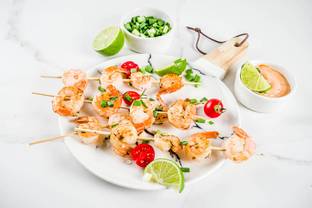 Shrimp skewer kebabs - Photo, Image