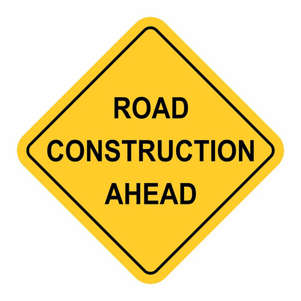Road Construction Ahead Traffic Road Sign - Vector, Image