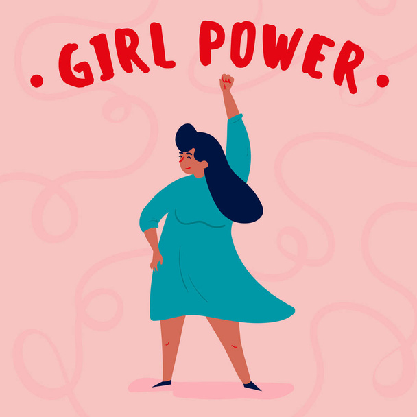 Ισχύς κορίτσι. Ενιαία ισχυρή εξουσία γυναίκα - Διάνυσμα, εικόνα