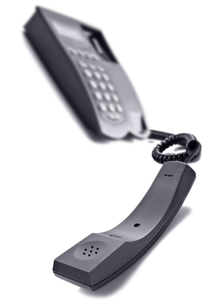 Téléphone noir sur blanc avec espace pour le texte
 - Photo, image
