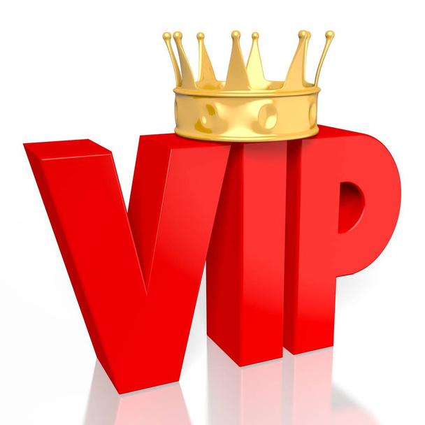 VIP concept - red word, golden crown - Foto, Imagen