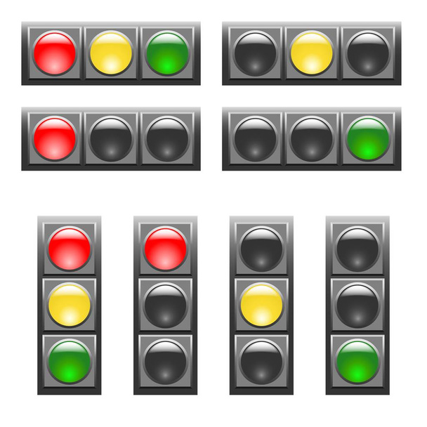 Set of horizontal and vertical traffic lights - Vector, Image