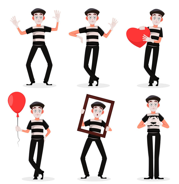 April Fool's Day. Mime cartoon character  - Vector, Image