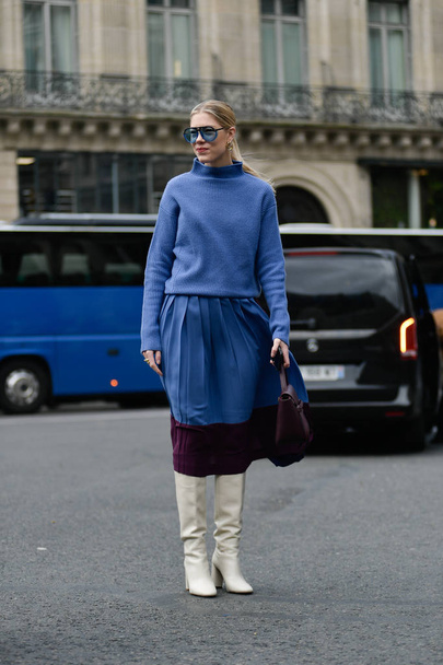 Paris moda hafta kadın giyim sonbahar/kış 2019/2020 sokak Paris, Fransa'da snap. - Fotoğraf, Görsel