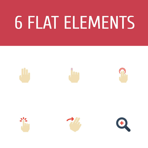 Set gebaren pictogrammen vlakke stijl symbolen met gebaar, zacht, drie en andere pictogrammen voor uw web mobiele app logo ontwerp. - Foto, afbeelding