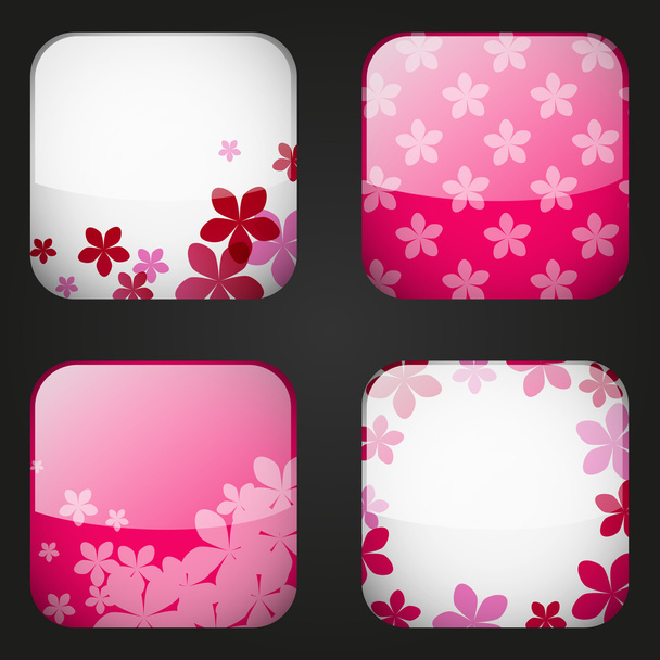 Set of floral apps icons - Vector, imagen